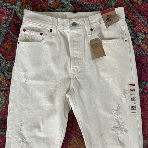 NWT Levi’s | Women’s Original White 501 Buttonfly Distressed High Rise Jeans, 26 - Picture 11 of 16